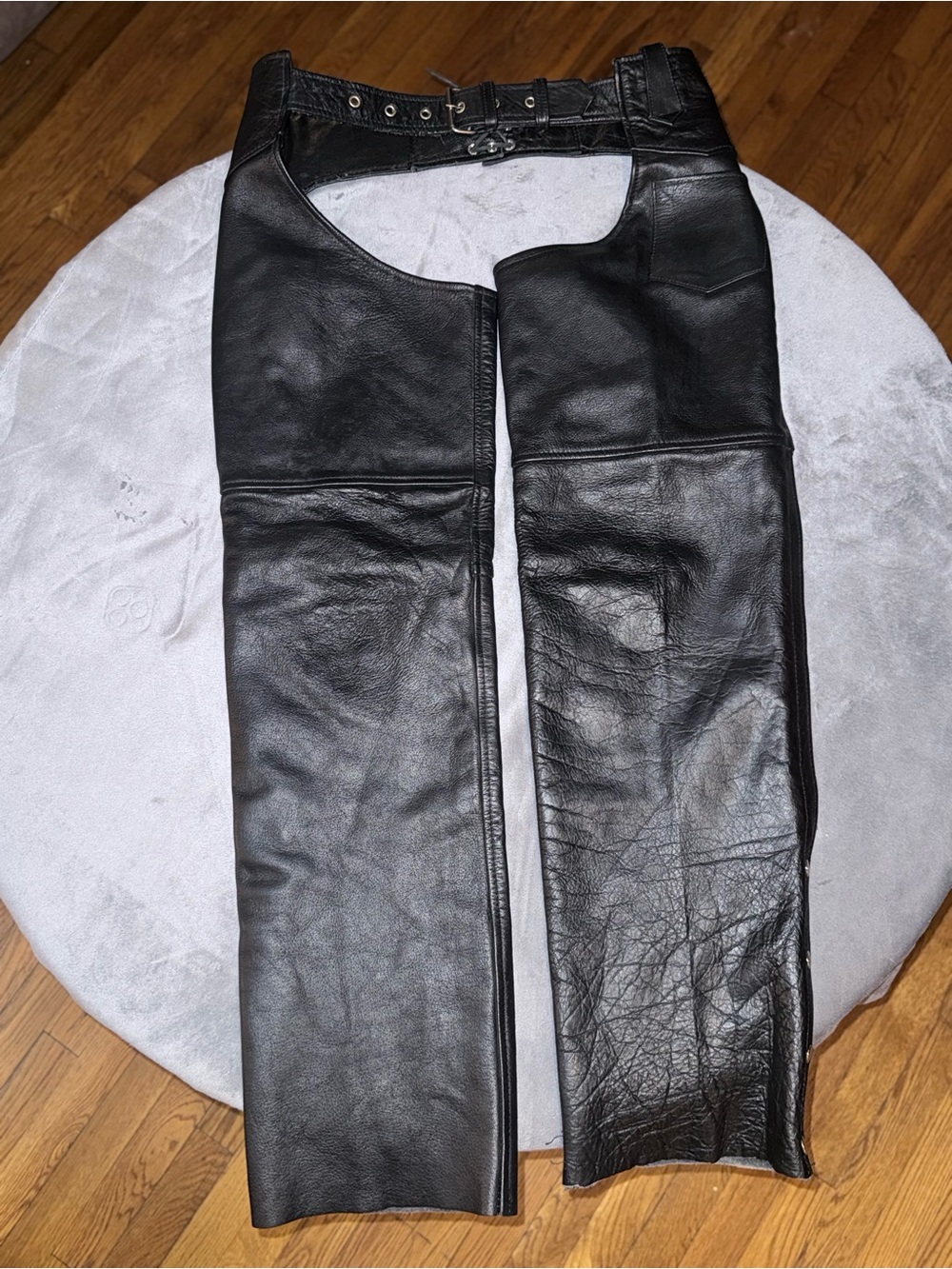 Interstate Leather Classics Leather Motorcycle Chaps Size Large Black